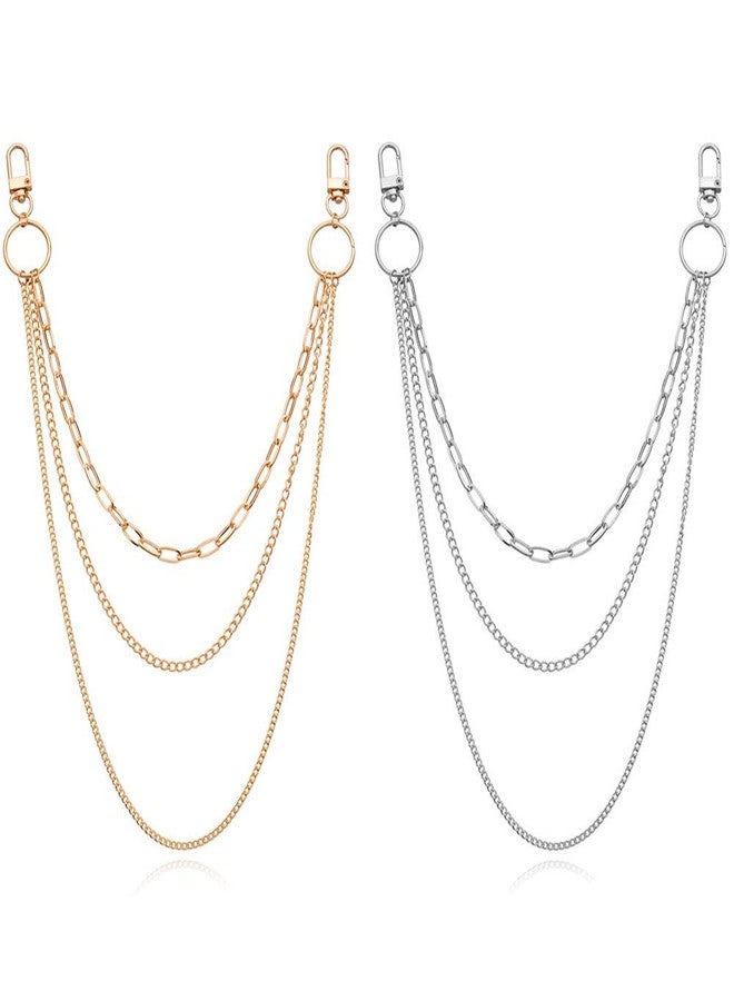 Plzoslly 2 Pieces Belt Chains Jeans Chains for Men Women, Stainless Steel Wallet Chain Hip Hop Pants Chain Pocket Chain for Wallet, Jeans Pants, Belt, Handbag - Image 1